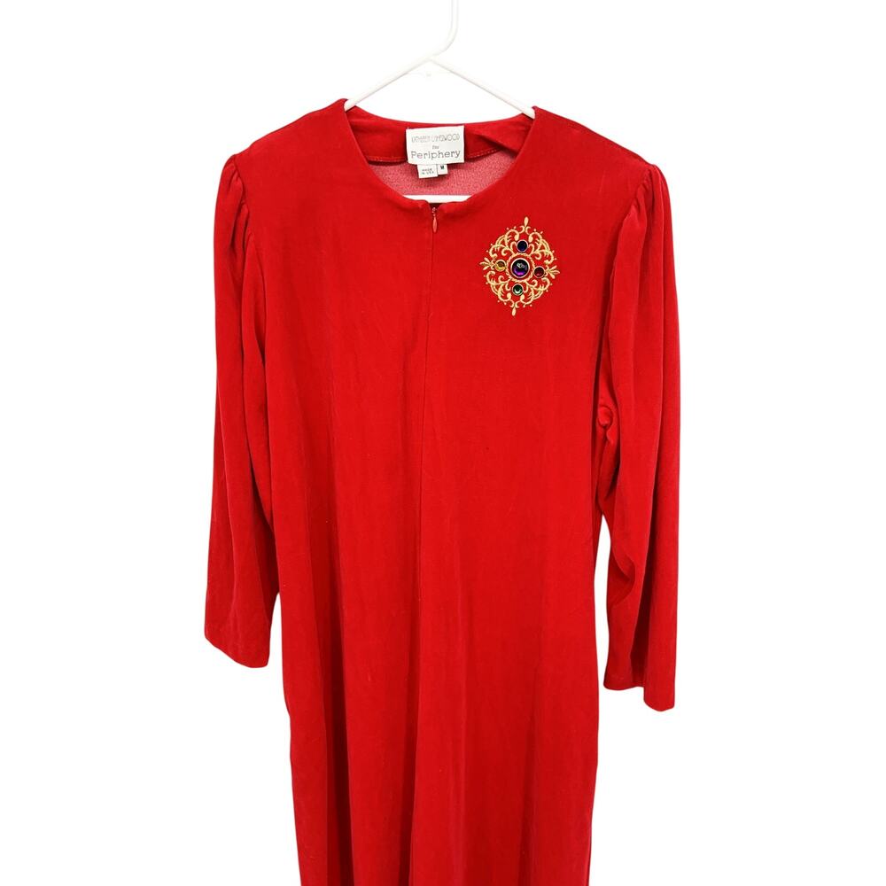 Kathleen Usherwood for Periphery Kaftan Robe Red Long Sleeve Size M 70s 80s - Picture 2 of 5